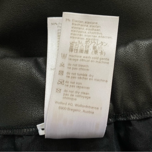 WOLFORD Black faux vegan leather high waisted a-line mini skirt - Picture 10 of 10